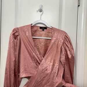 Pink Floral Wrap Blouse